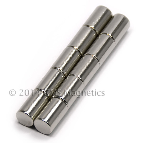 Side view of N50 Neodymium Cylinder Magnet showcasing size and round shape