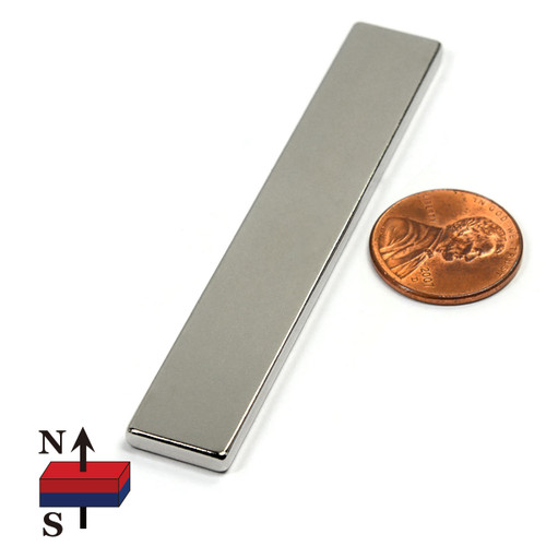 N45 Neodymium Bar Magnet 3"x1/2"x1/8" with 16 lb Pull Force