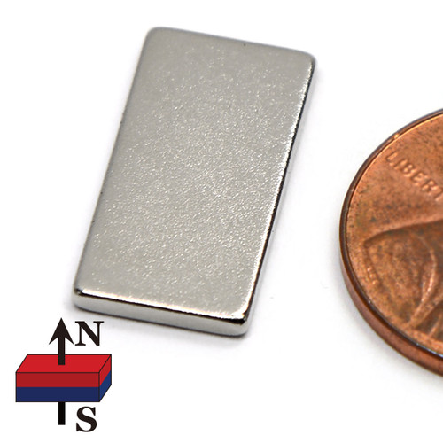 N45 neodymium bar magnet 0.75x0.375x0.0625 inches