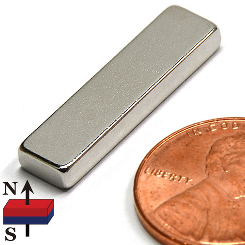 N52 Neodymium Bar Magnet 1"x1/4"x1/8" with 7.5 LB Pull