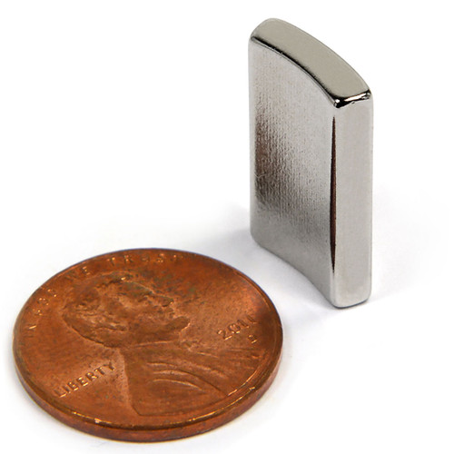 N42SH neodymium arc magnet OD 1.5 inch x ID 1.25 inch x 0.75 inch L x 36 degrees, high temp rare earth NdFeB with NiCuNi plating, north pole inner diameter for motors and generators