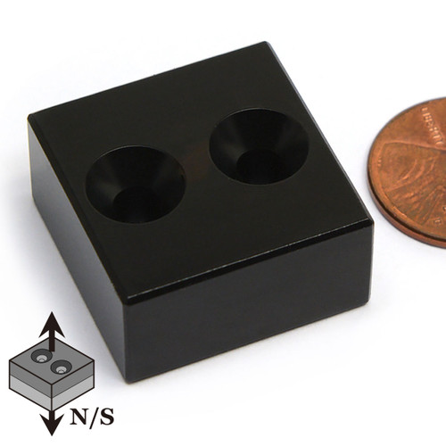 N42 1"x1"x1/2" Neodymium Rare Earth Block Magnet w/ 2 #8 Countersinks Epoxy Coated