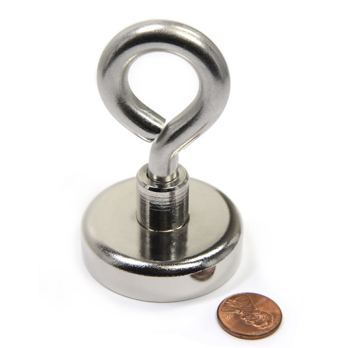 173 lb holding power neodymium fishing magnet with chrome eyebolt
