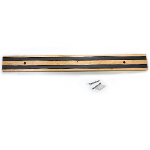 Wooden magnetic knife strip in modern kitchen