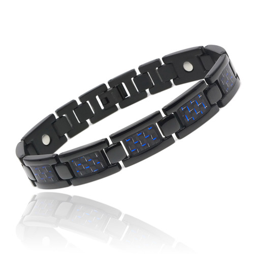 Italgem Steel Stainless Steel Gold IP Plated 85 Carbon Fiber Bracele   Graziella Fine Jewellery