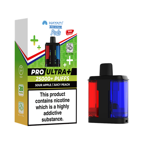 hayati pro ultra plus pods sour apple juicy peach