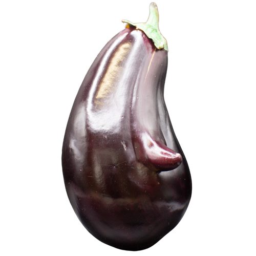 An eggplant with a small nose.