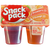 A package of 4 Snack Pack Jellos, two strawberry flavored and two orange flavored