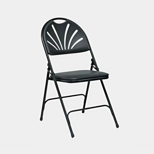 Folding Padded Chairs – Black Faux Leather ex Birmingham Commonwealth Games