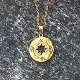 Gold Compass Necklace stainless 