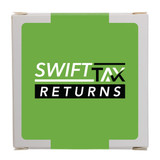 A green box featuring the logo for a product named "Swift Tax Returns."