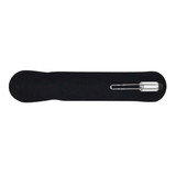 A stylus pen featured on a black velvet background, showcasing its sleek design and metallic clip.