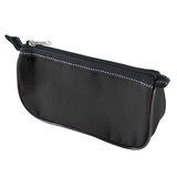 A black pencil case with a zippered closure and a sleek design, suitable for storing stationery and office supplies.