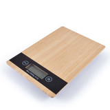 A set of Hercules Kitchen Scales featuring a bamboo surface and digital display.
