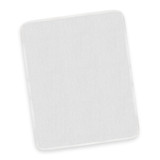 A polishing cloth with a soft, white fabric surface and a contrasting border.