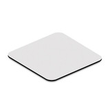 A square, blank coaster with rounded corners and a black edge, designed for promoting branding or artwork.
