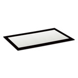 A rectangular counter mat with a black border and a smooth, blank surface.