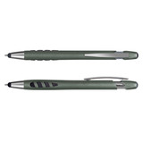 A green Havana Stylus Pen featuring a comfortable grip and a silver clip, with a sleek design and a logo.