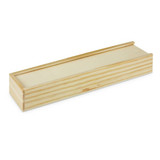A wooden box with a smooth surface and a light pine colour, designed to hold game pieces.