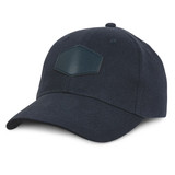 A dark navy cap featuring a textured patch on the front. The cap has a classic curved brim and adjustable strap.