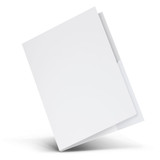 A white A4 presentation folder with a spine and an interior pocket, featuring a logo on the front.