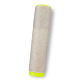 A highlighter with a beige and bright yellow design, featuring a cylindrical body and a visible branding logo.