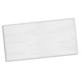 A full-colour gym towel in white with a stitched border and a branding logo in one corner.