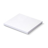 A white sticky pad measuring 70 x 75mm, featuring 50 sheets and a simple design.