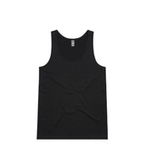 A black singlet with a round neckline and a logo on the label. Suitable for casual wear.