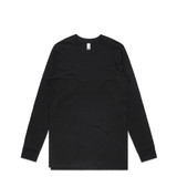 A black long-sleeve organic t-shirt with a simple design and a small logo.