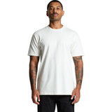 A plain white organic T-shirt with short sleeves, featuring a subtle logo on the front.