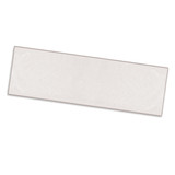 A light-coloured sports towel with a bordered edge, featuring a logo on one side.