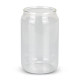 A clear glass jar with a smooth surface, featuring a simplistic design and no visible labels or branding.