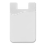 White silicone phone wallet featuring a textured design and a rounded edge at the top. Minimalist and sleek.