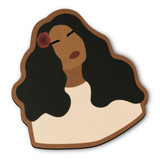A custom mouse mat featuring a stylised illustration of a woman with long, dark hair and a flower.