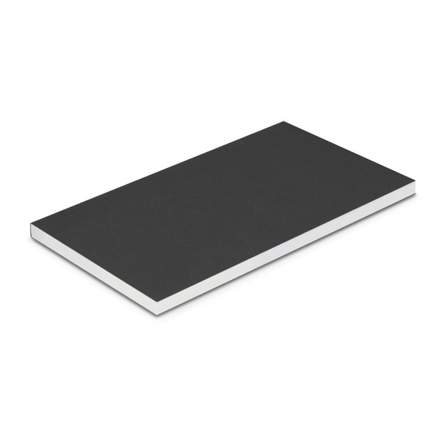 A small Reflex Notebook with a black cover and white edges, featuring a branding logo on the front.