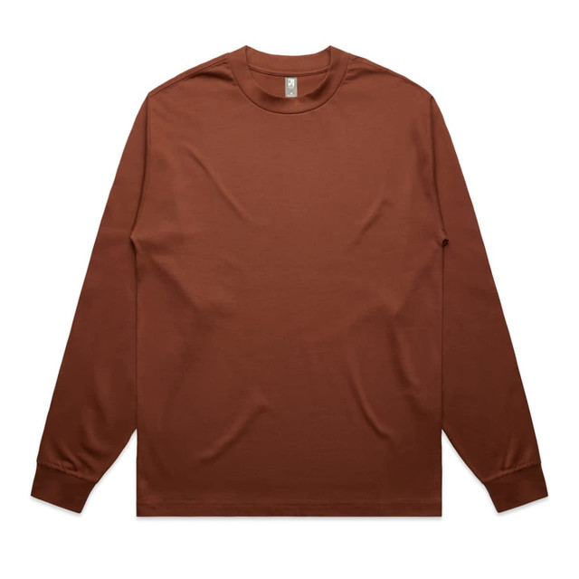 A brown long-sleeve tee with a simple design and no visible logos. Suitable for casual wear.