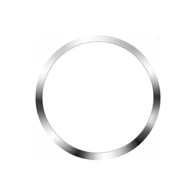 A circular silver phone grip and stand, featuring a sleek design with a reflective finish.