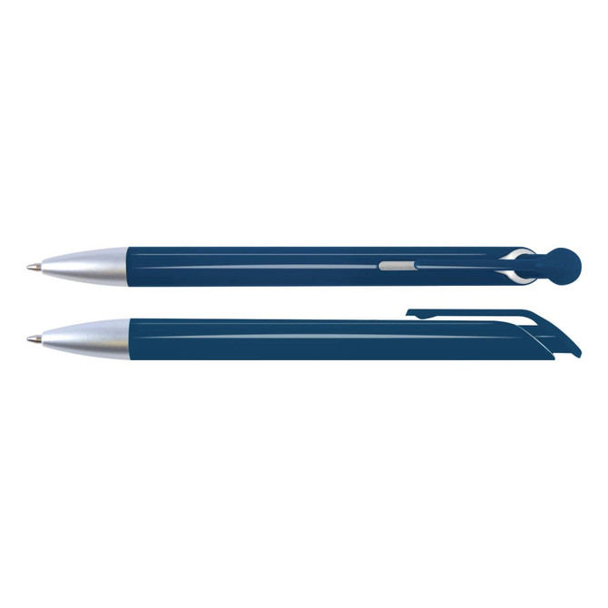 A collection of Octave Pens in a sleek design, featuring a deep blue body and metallic silver accents.