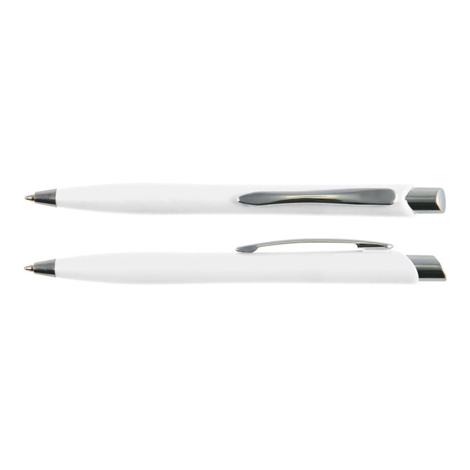 A Stingray Pen, featuring a sleek white plastic design with a silver clip and tip.