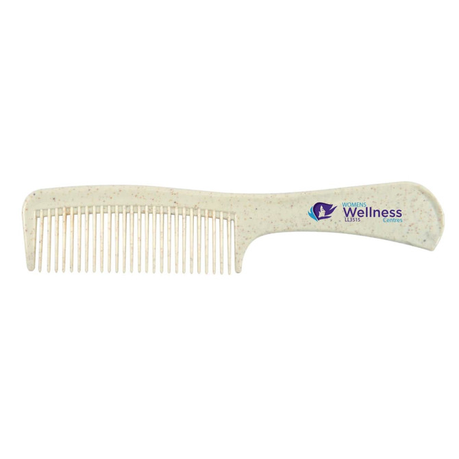 A Lynx Wheat Fibre Comb with a textured handle and a logo printed on the side.