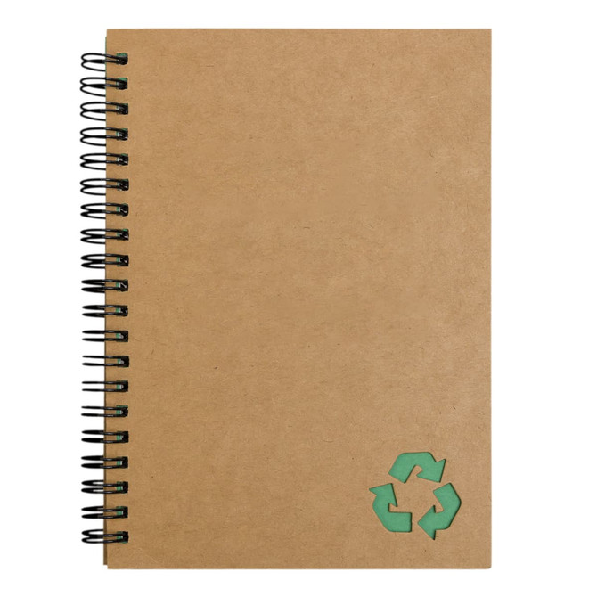A Stone Paper Notebook with a spiral binding and a recycled material emblem on the cover.