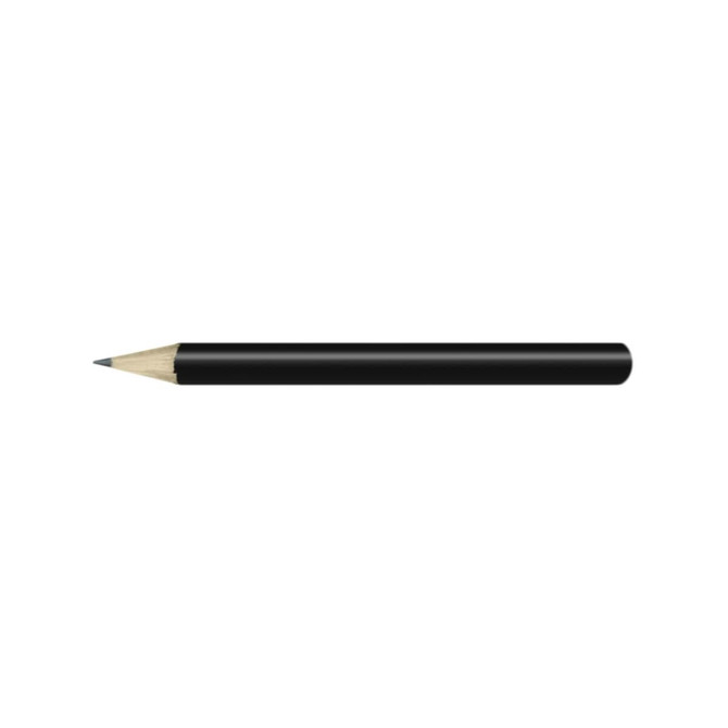 A black HB Mini Pencil, featuring a hexagonal wooden body and a sharpened graphite tip.