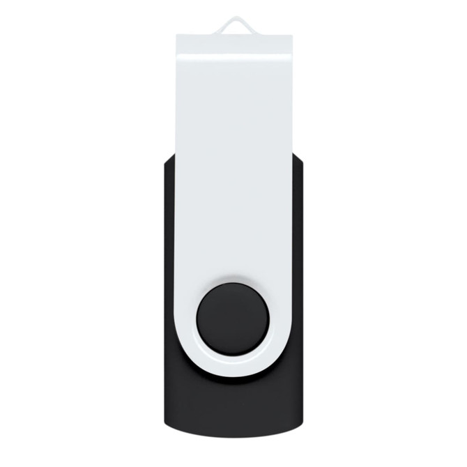 A Helix 8GB Flash Drive in a sleek black and white design, featuring a swivel lid for easy use and portability.