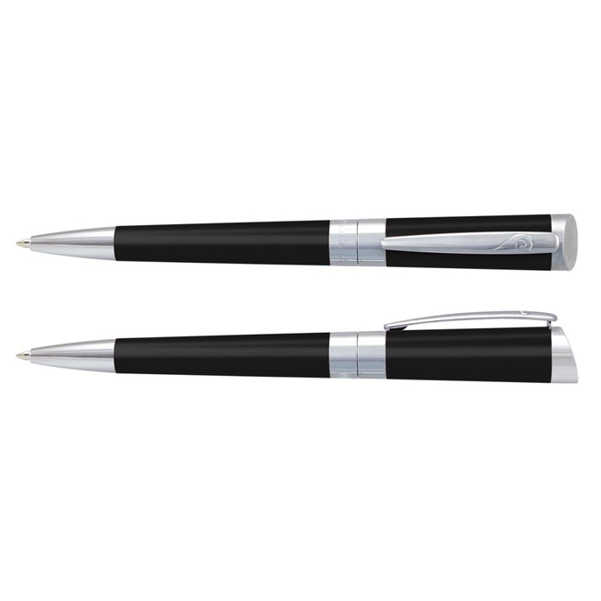 A set of Pierre Cardin Evolution Pens featuring a sleek black design with silver accents.