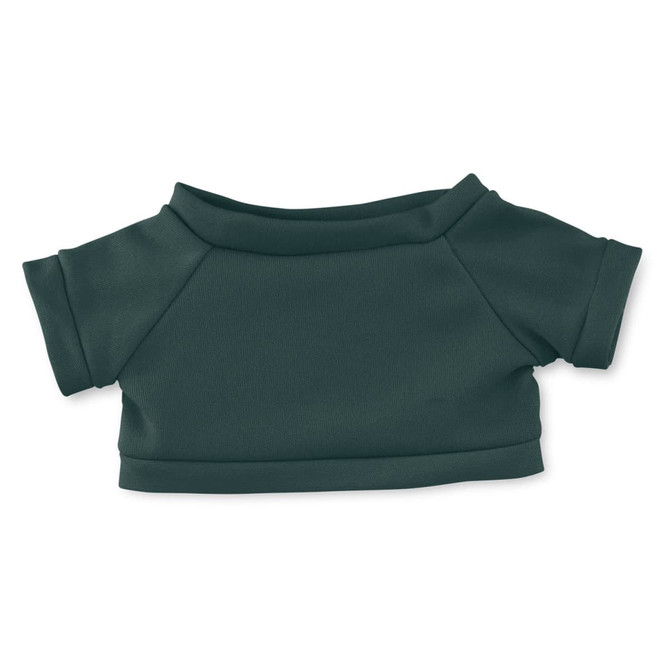 A green plush top with short sleeves and a rounded neckline. It has a smooth texture and simple design.