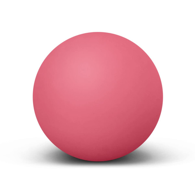 A solid pink Hi-Bounce Ball with a smooth texture and a round shape, featuring a logo.