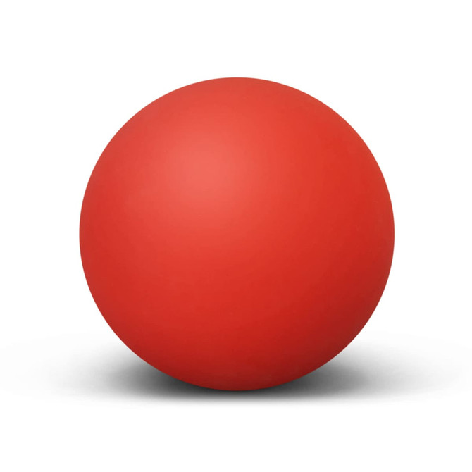 A red Hi-Bounce Ball with a smooth surface and a round shape, resting on a white background.