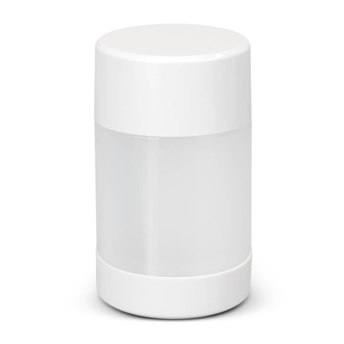 A drink bottle set featuring a sleek white design with a clear middle section and a white cap.