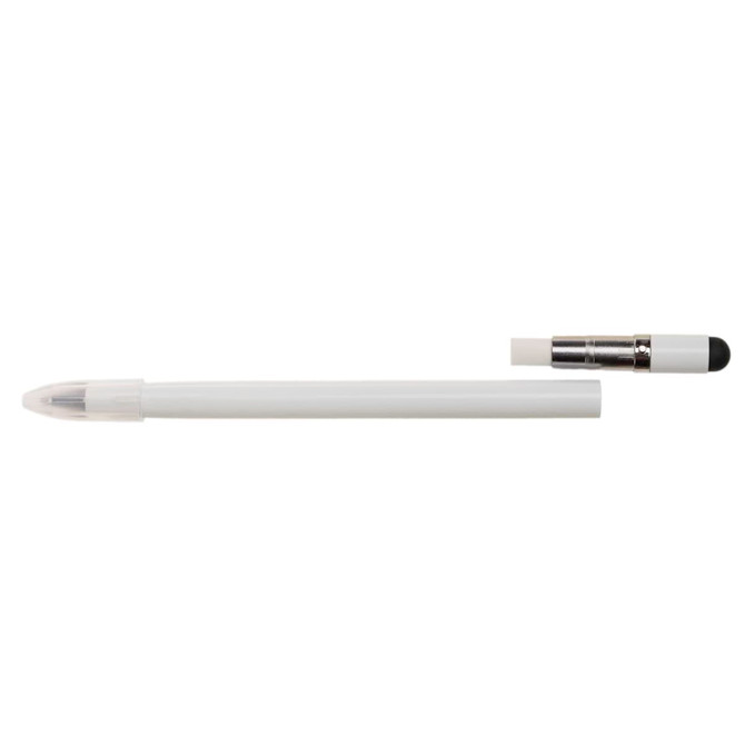 An inkless pen with a sleek white design and a retractable tip for versatile writing.